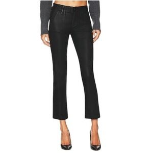 Paige Mayslie Straight Ankle Jeans In Black Fog Luxe Coating Sz 29